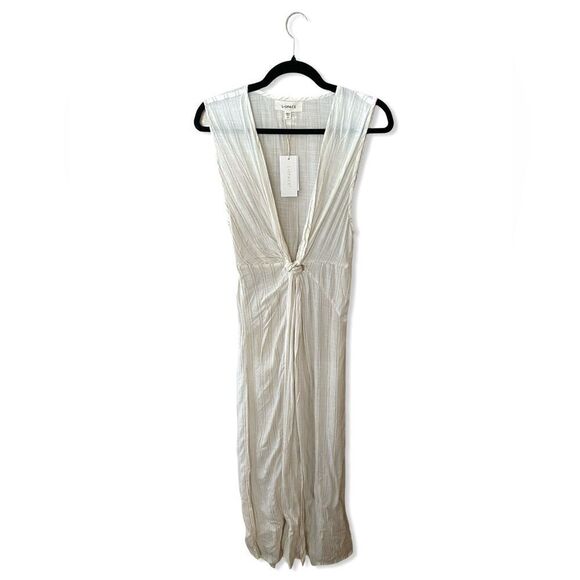 LSPACE Down The Line Cover Up in Cream sheer knot front beach swimwear Revolve - Picture 4 of 14